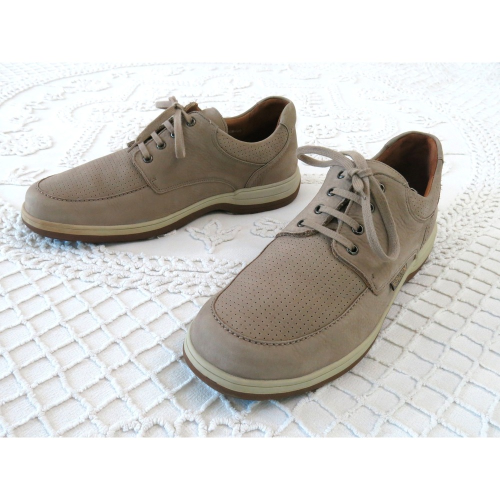 Mephisto Air-Jet Mens 11.5 Taupe Leather Walking Shoes Lace Up Casual Comfort